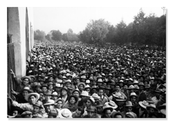 Crowds of Mexican Nationals Boarding Train During Bracero Program