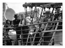 Immigrants to US on Ship Deck