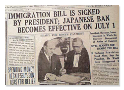 Immigration Act of 1924 Newspaper Headline