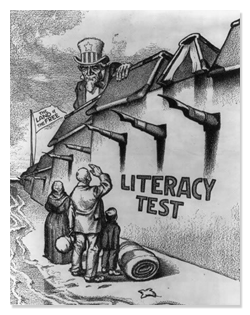 Political Cartoon Lampooning Literacy Test